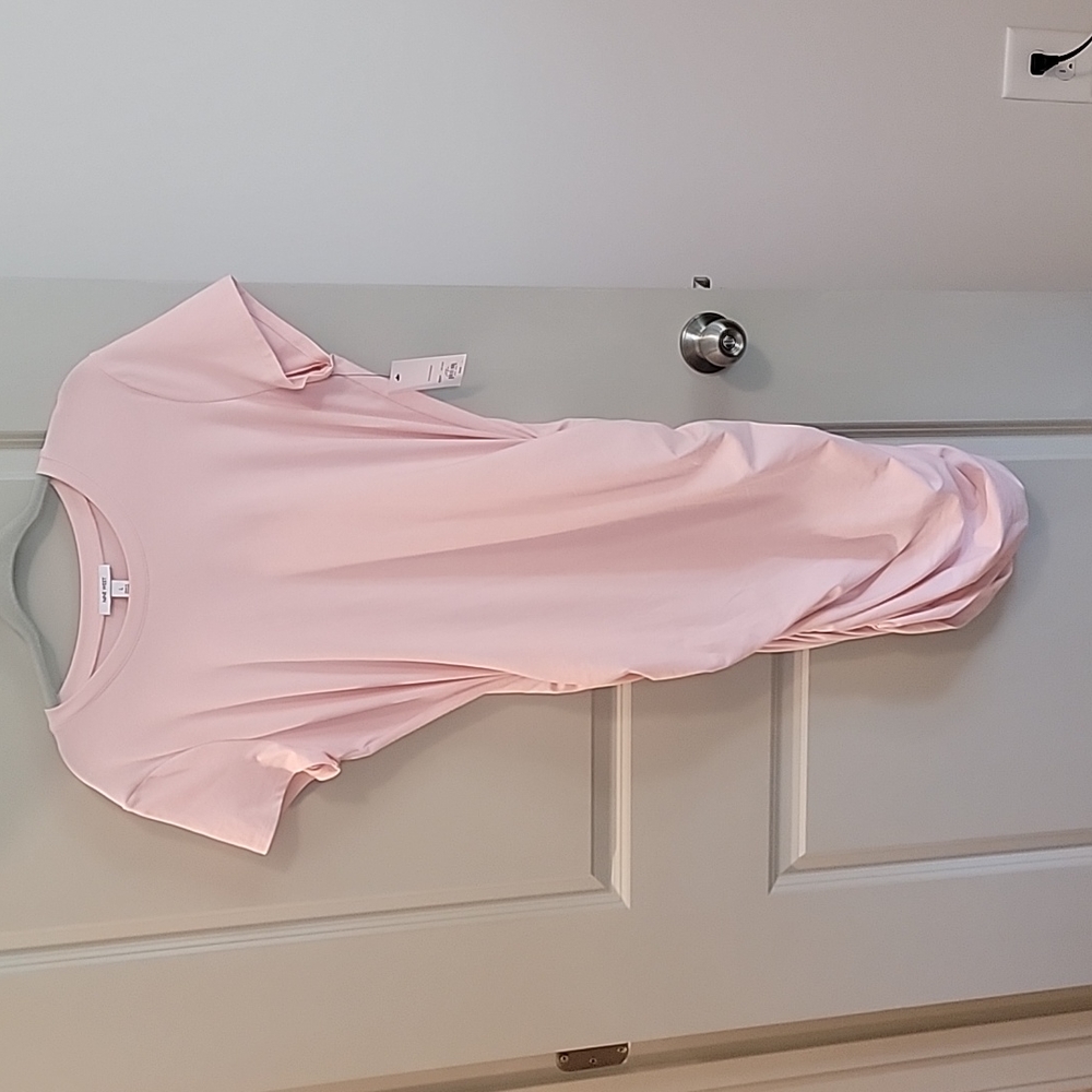 Nine West Light Pink Ruched Side T-Shirt Dress